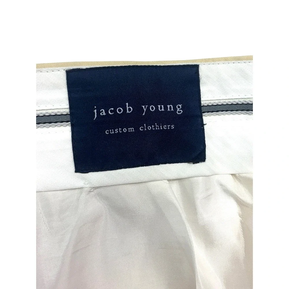 Bespoke Tailored Jacob Young 38x30 Yellow Dress Suit Pants Trousers Wool Pleated